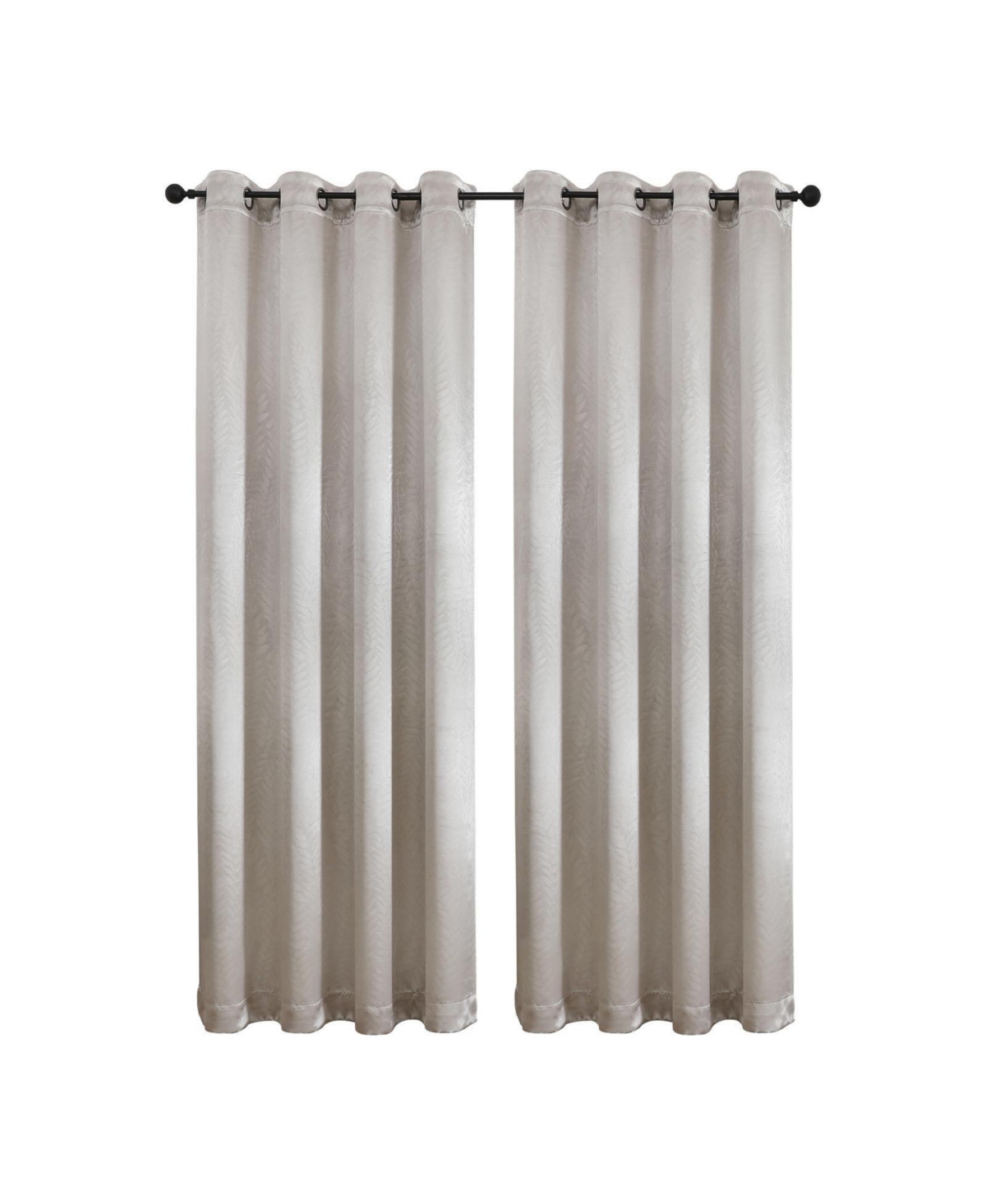 Kate Aurora 1 Piece Priscilla Light Filtering Grommet Top Embossed Leaves Jacquard Window Curtain Panel - Champagne