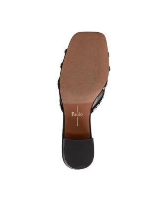 IVONA Women's Block Heel Mesh Beaded Slide