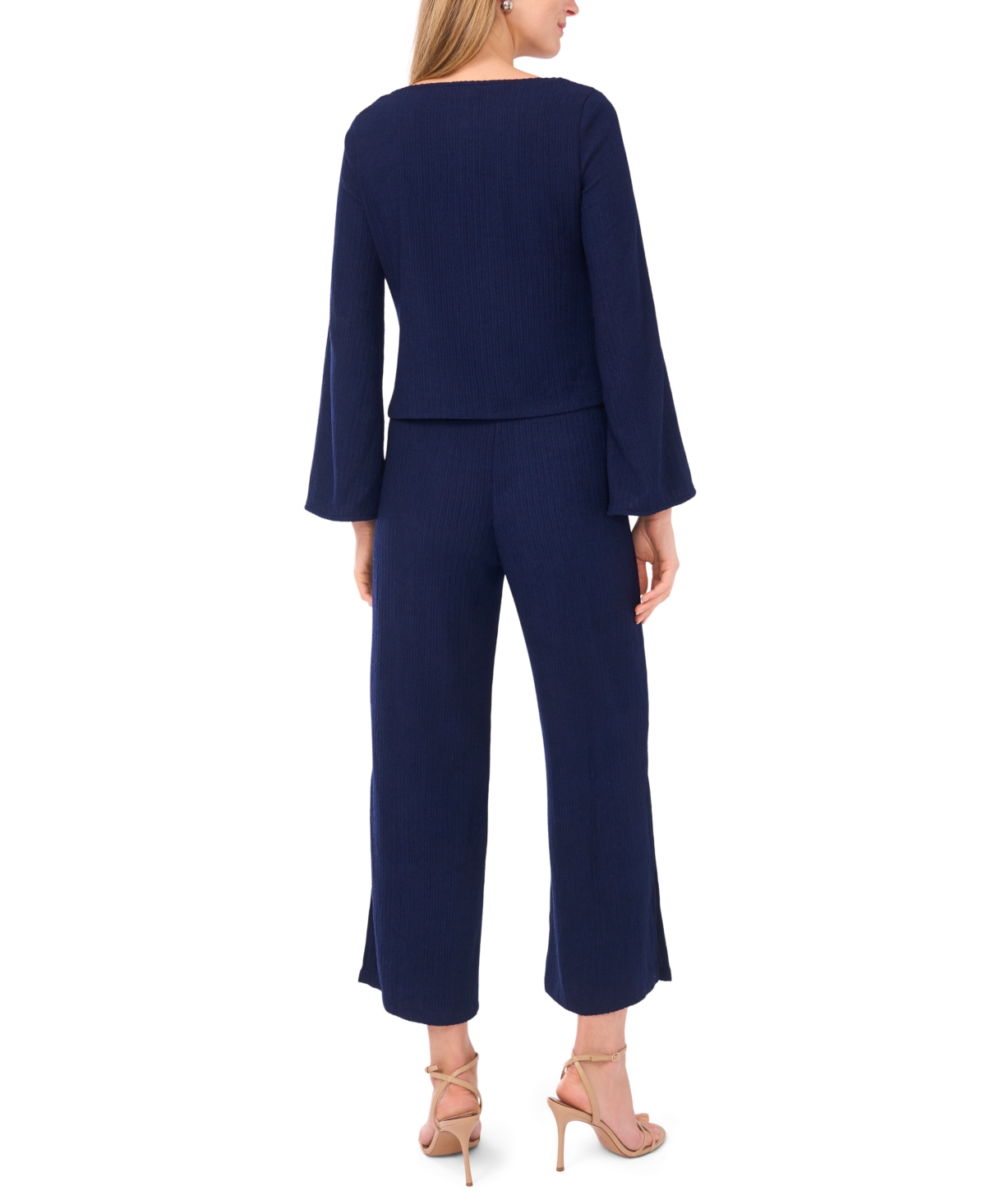 Sam & Jess Petite Bell Sleeve Cowl Neck Top In Blue