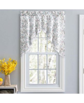 Ellis Country Floral Small Scale 1.5" Rod Pocket Floral Pattern with Ruffle Lace Edge Swag 58"x36" Multicolor