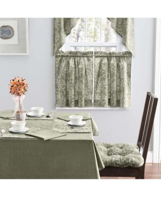 Lexington Leaf Pattern on Colored Ground Tailored Swags 56"x36" Sage