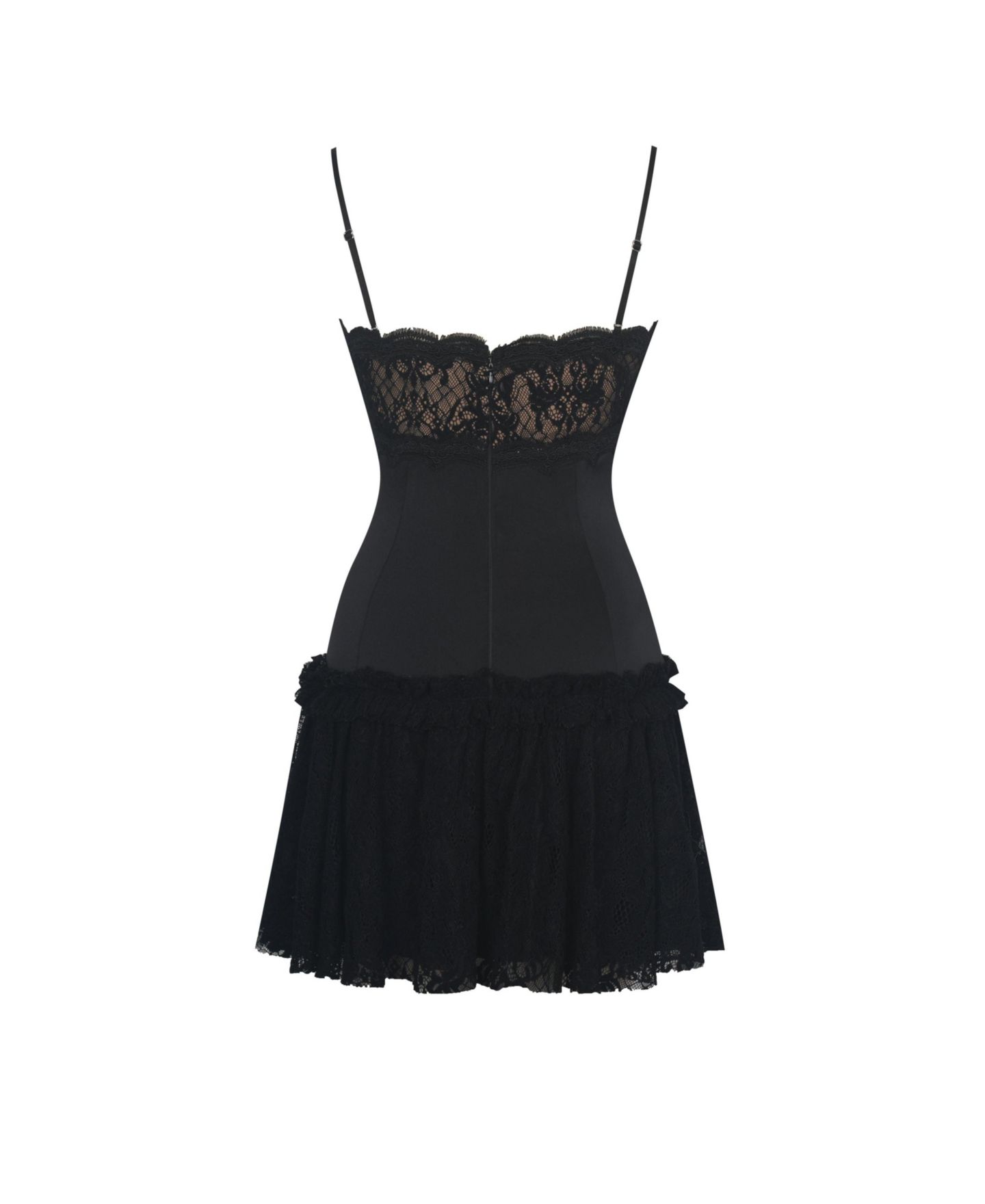 Женское платье Miss Circle Umra Black Contrast Lace Sweetheart Gathered Mini, цвет: Чёрный — фото 11