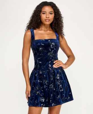 KATIA RAE - Juniors' Embellished Square Neck Dress
