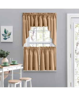 Ellis Lisa Solid Color Poly Cotton 1.5" Rod Pocket Duck Fabric Stylish Tailored Swag 56"x36" Tan