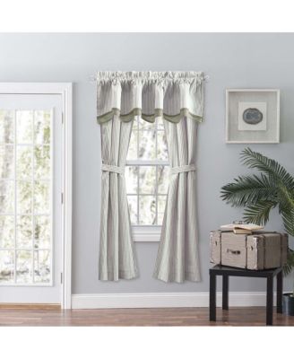Plaza Classic Ticking Stripe Printed 3" Rod Pocket Double Layer Bradford Valance 58" x 15" Sage
