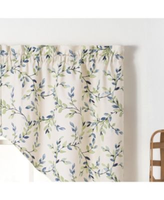 Ellis Vintage Stylish Medium Scale Printed Vine Pattern 1.5" Rod Pocket Tailored Swag 56"x36" Azure