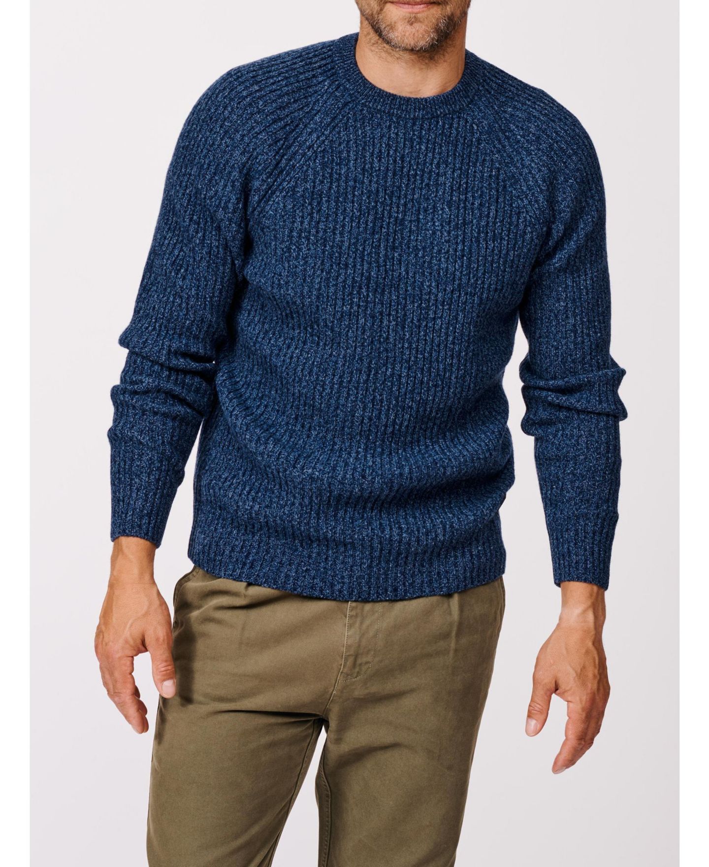 Мужской свитер Aubin Ray Fisherman Rib Crew Neck, цвет: Синий — фото 4