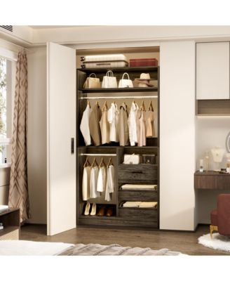 3FT Heavy Duty Closet System 3 Drawers, 2 Hanging Rods and Shelves 36'' Free Standing Closet Organizer