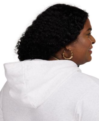 Plus Size Active Sportswear Club Hooded Fleece Sweatshirt