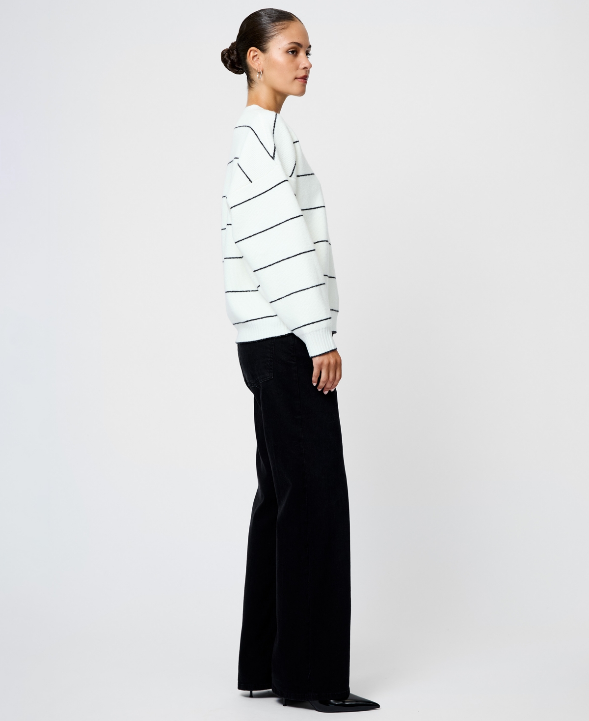 French Connection Women's Striped Long-sleeve Sweater In White