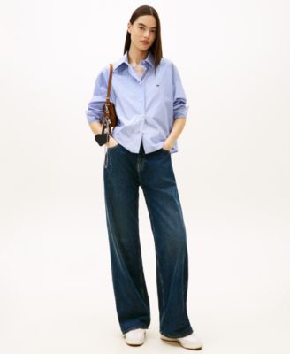 Women's Cropped Oversized Party Collared Shirt