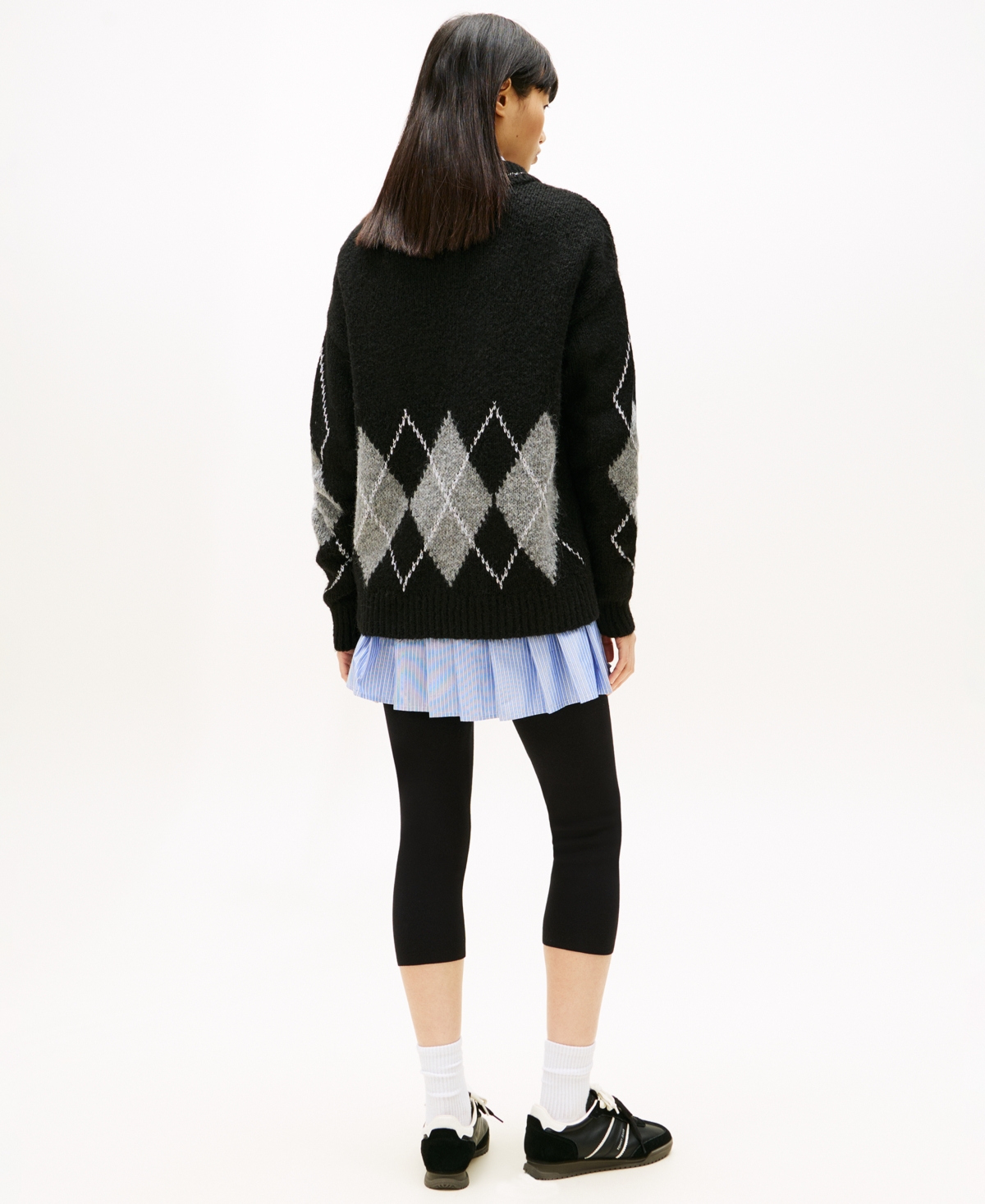 Tommy Jeans Women's Oversized Argyle Polo Collar Sweater