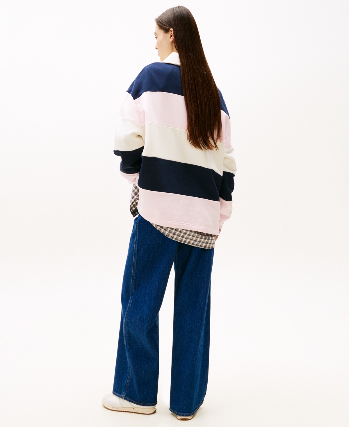 Tommy Jeans Women's Badge Stripe Rugby Long-Sleeve Sweatshirt