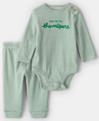 Carter's - Baby Girls or Baby Boys 2-Piece Shenanigans Striped Bodysuit and Pants Set