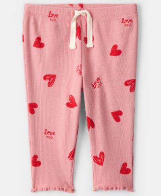 Baby Girls' Heart French Terry T-Shirt and Pants, 2-Piece Set