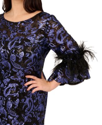 Plus Size Sequin Embroidered Slim Column Gown