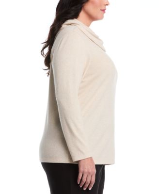 Plus Size Split Collar Long Sleeve Top