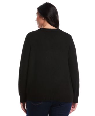 Women's Plus Size Crew Neck Novelty Long Sleeve Sweater