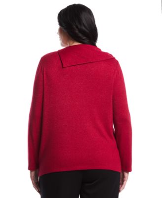 Plus Size Split Collar Long Sleeve Top