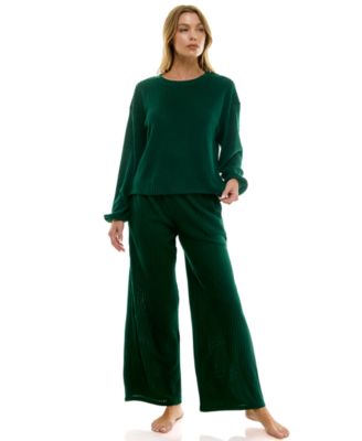 Women's 2-Piece Long-Sleeve Sweatshirt and Wide-Leg Pants Set