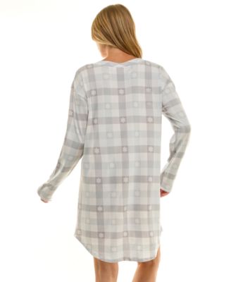 Women's Printed Long-Sleeve V-Neck Sleepshirt