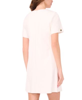 Women's Short-Sleeve with Buttons Shift Dress