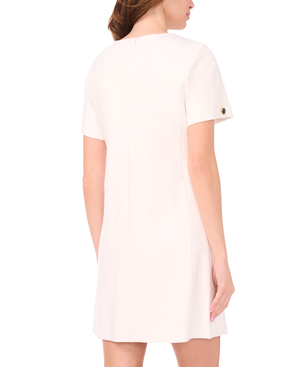 Msk Women's Short-sleeve With Buttons Shift Dress In White