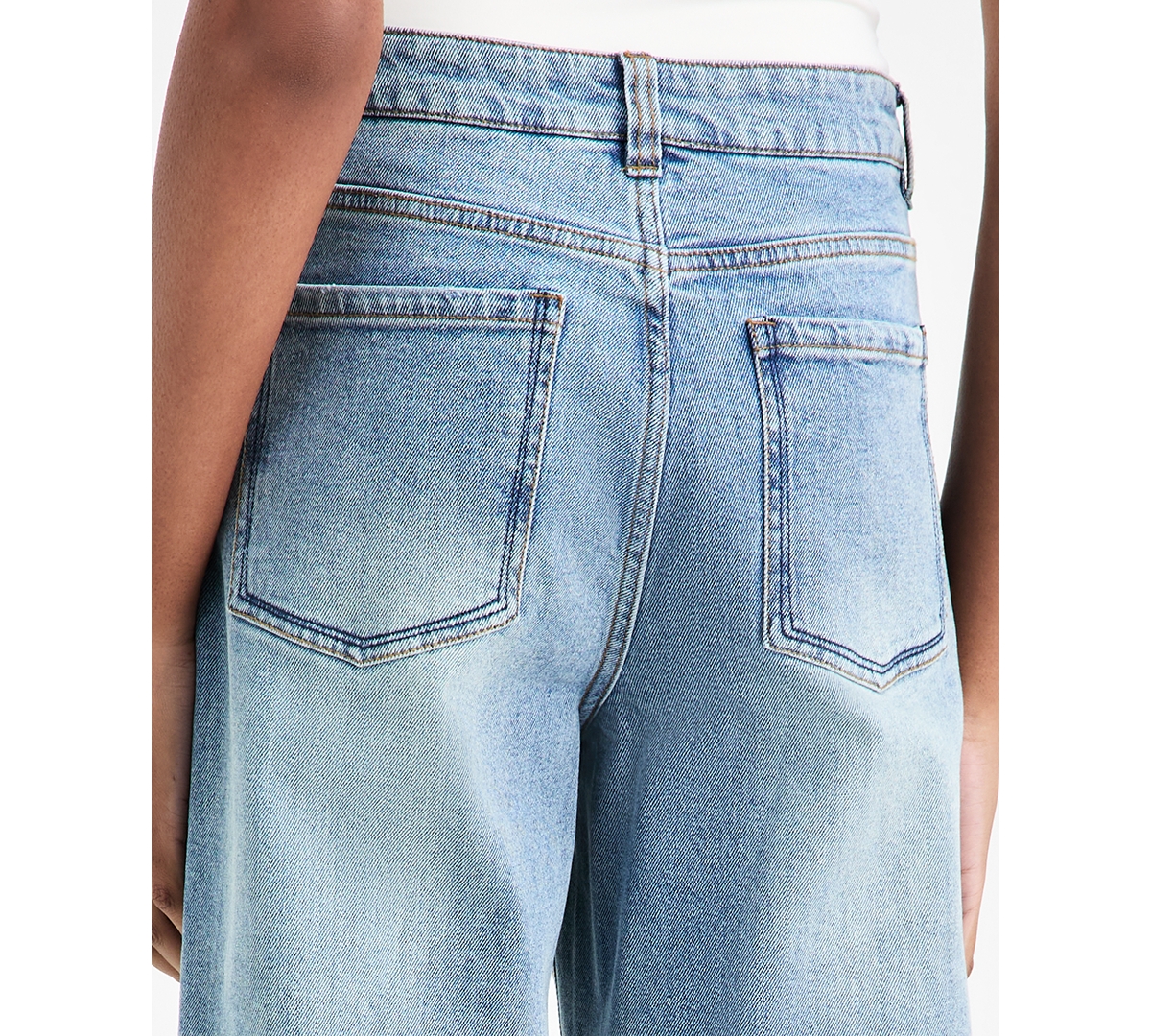 Bar Iii Women's Rhinestone Embellished Wide-leg Jeans, Macy's Exclusive In Blue