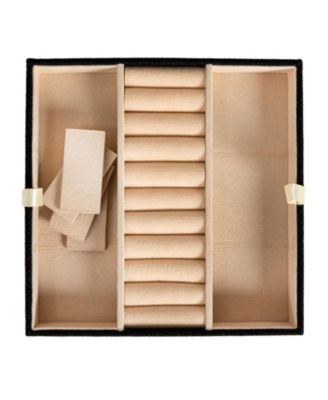 Faux Leather 2-Layer Jewelry Organizer Box with Clasp Closure, Caramel Color