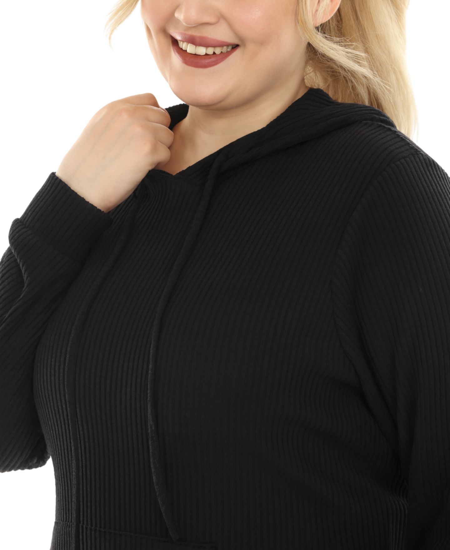 White Mark Plus Size Super Soft Two Piece Ribbed Set, цвет: Чёрный — фото 5