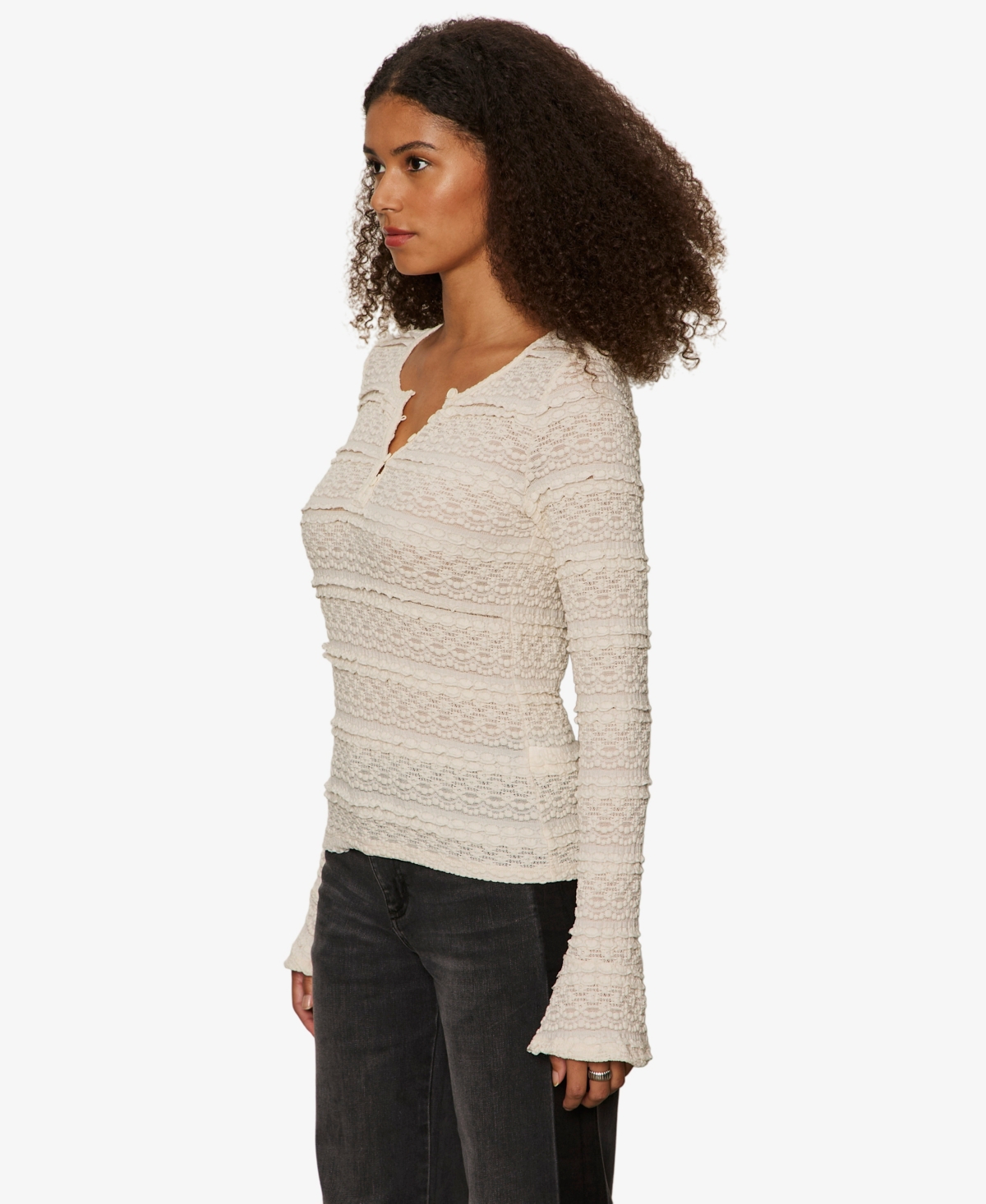 Sanctuary Women's Lovely Lace Button Front Top