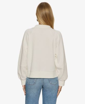 Women's Textured Zip-Up Popover Top