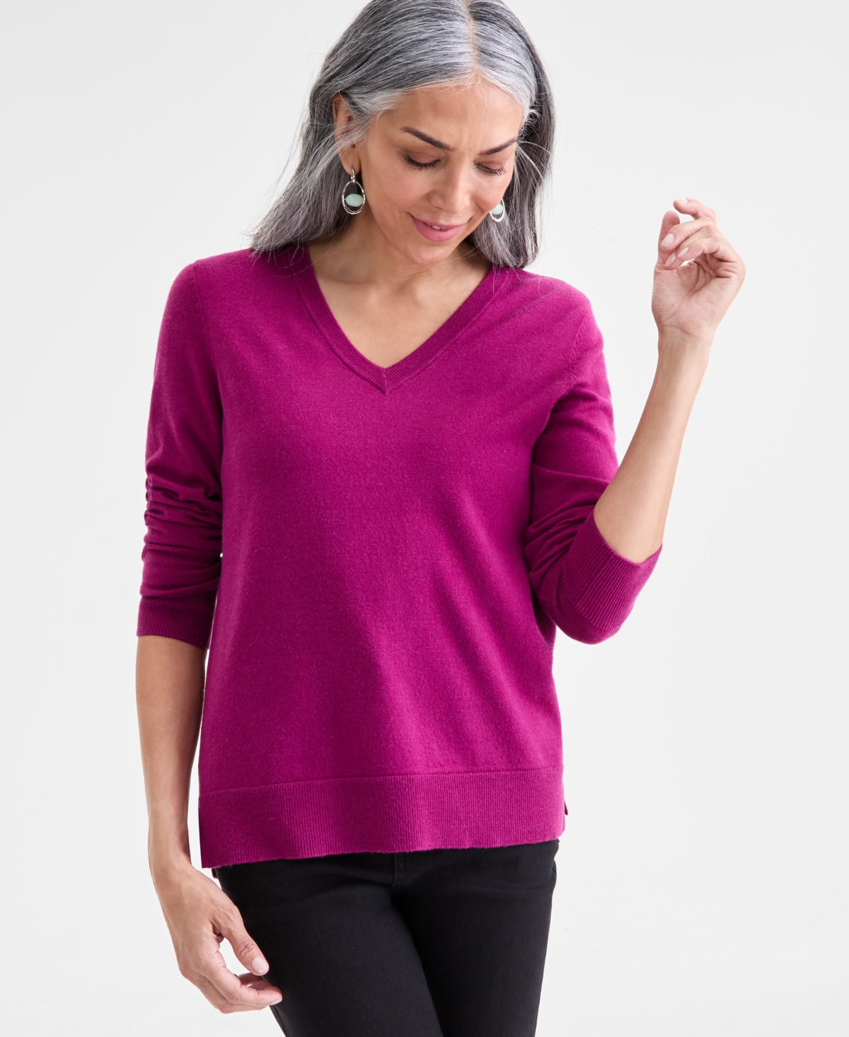 Style & Co Women's V-Neck Long-Sleeve Sweater, Created for Macy's
