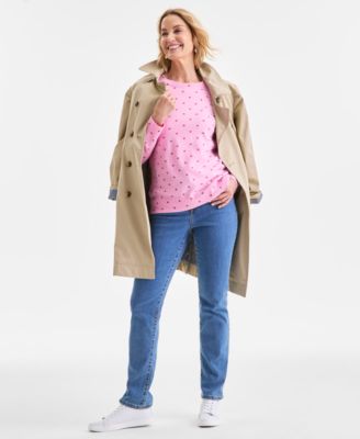 Petite Printed Crewneck Pull-On Sweater, Macy's Exclusive