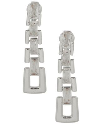 Anne Klein - Cubic Zirconia Stone Link Linear EZ Comfort Clip Earrings