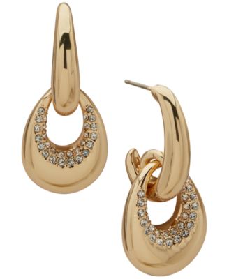 Anne Klein - Crystal Stone Gold-Tone Polished Link Drop Earrings