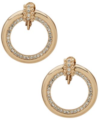 Anne Klein - Crystal Stone Gold-Tone Doorknocker Earrings