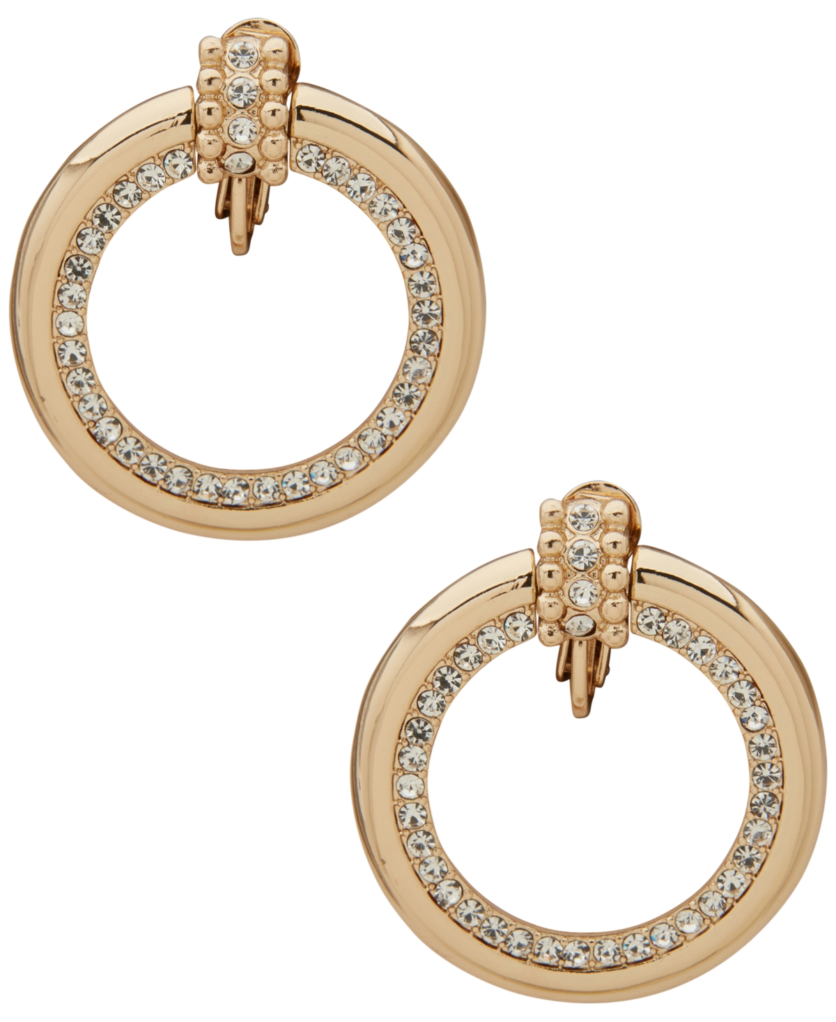 Anne Klein Crystal Stone Gold-Tone Doorknocker Earrings