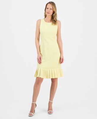 Women's Stretch-Crepe Pleat-Hem Sheath Dress