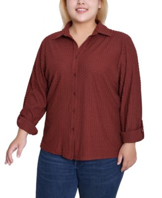 Women's Plus Size Long Sleeve Textured Knit Top