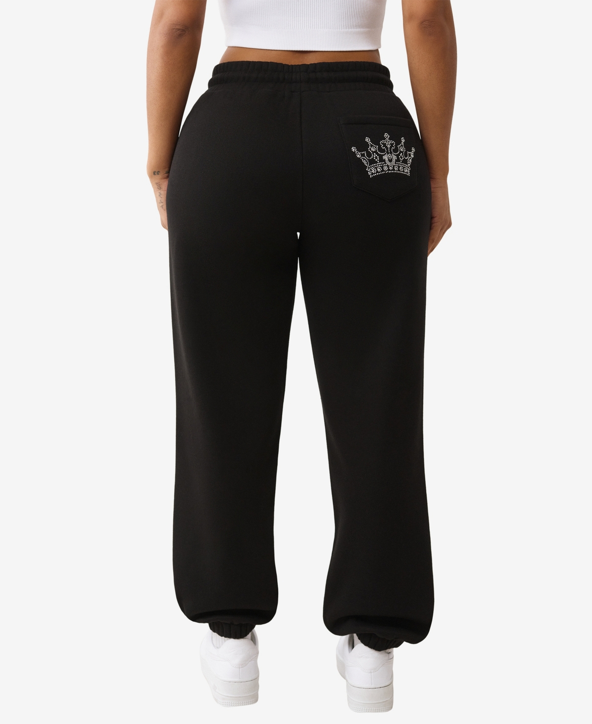 True Religion Crystal Boyfriend Joggers In Black