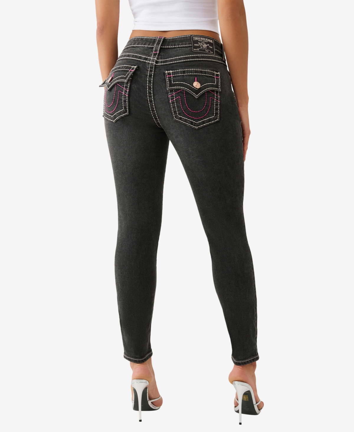 True Religion Jennie Curvy Mid Rise Skinny Jeans In Black