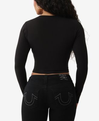 Women's Crystal Branded V Neck Baby T-Shirt