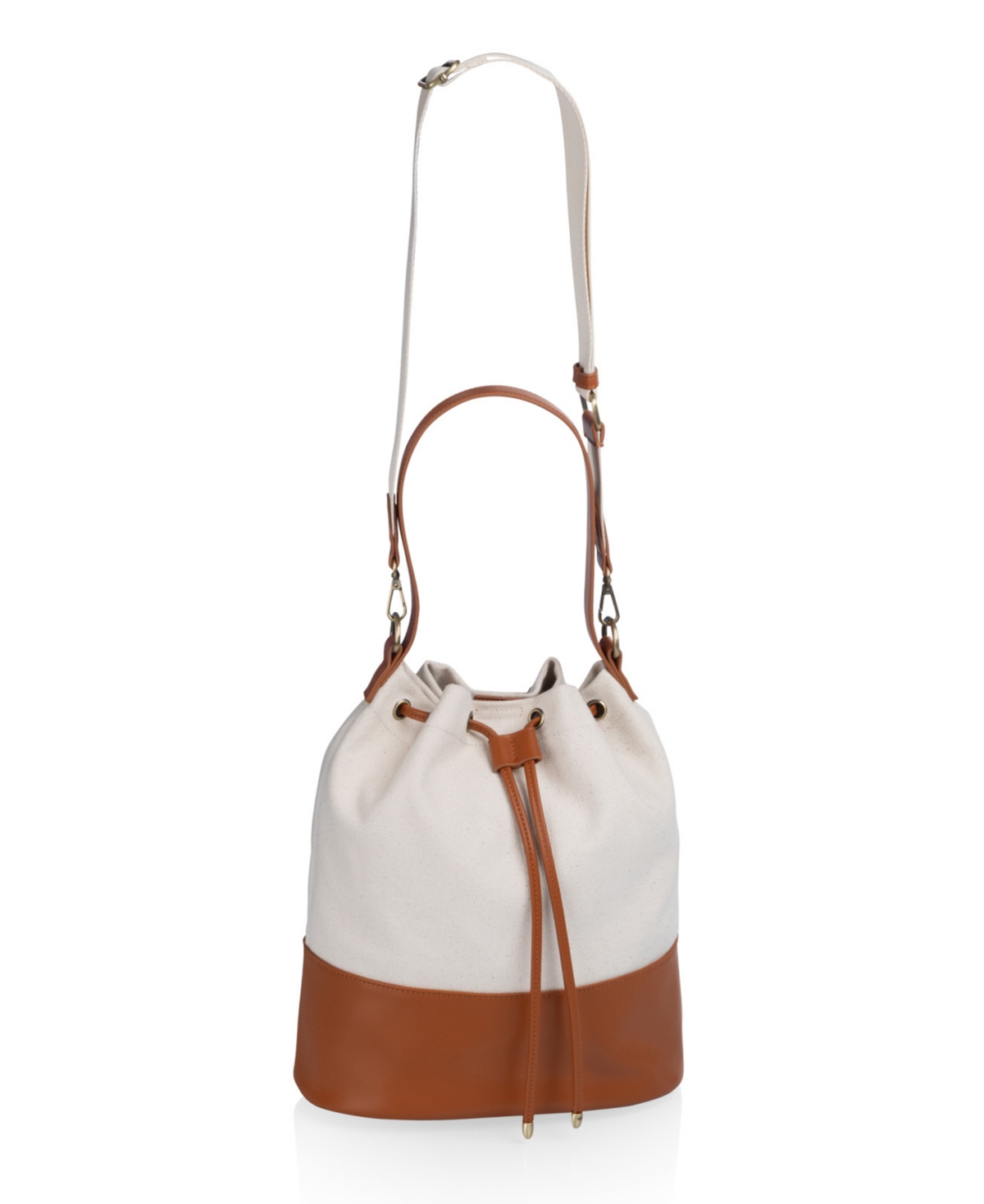 Picnic Time Sirolo Canvas And Leatherette 11.8" Bucket Tote Bag In Multi