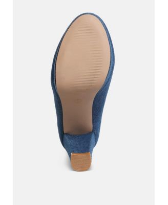 Womens Kostur Denim Block Heel Pumps