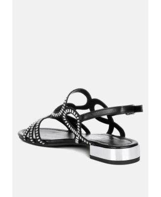Womens Jisters Cut Out Detail Rhinestone Flat s Sandals