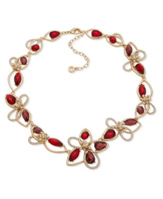 Anne Klein - Gold-Tone Floral Stone Drama Necklace