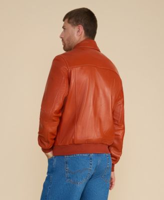 Men’s Leather Bomber Jacket, Created for Macy’s