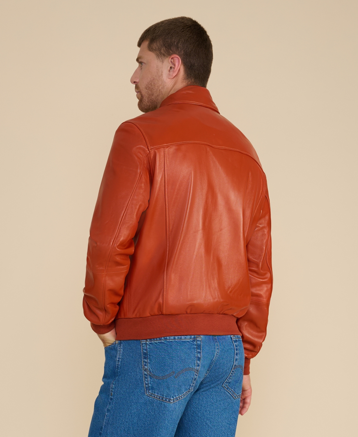 Furniq Uk Men's Leather Bomber Jacket, Created for Macy's