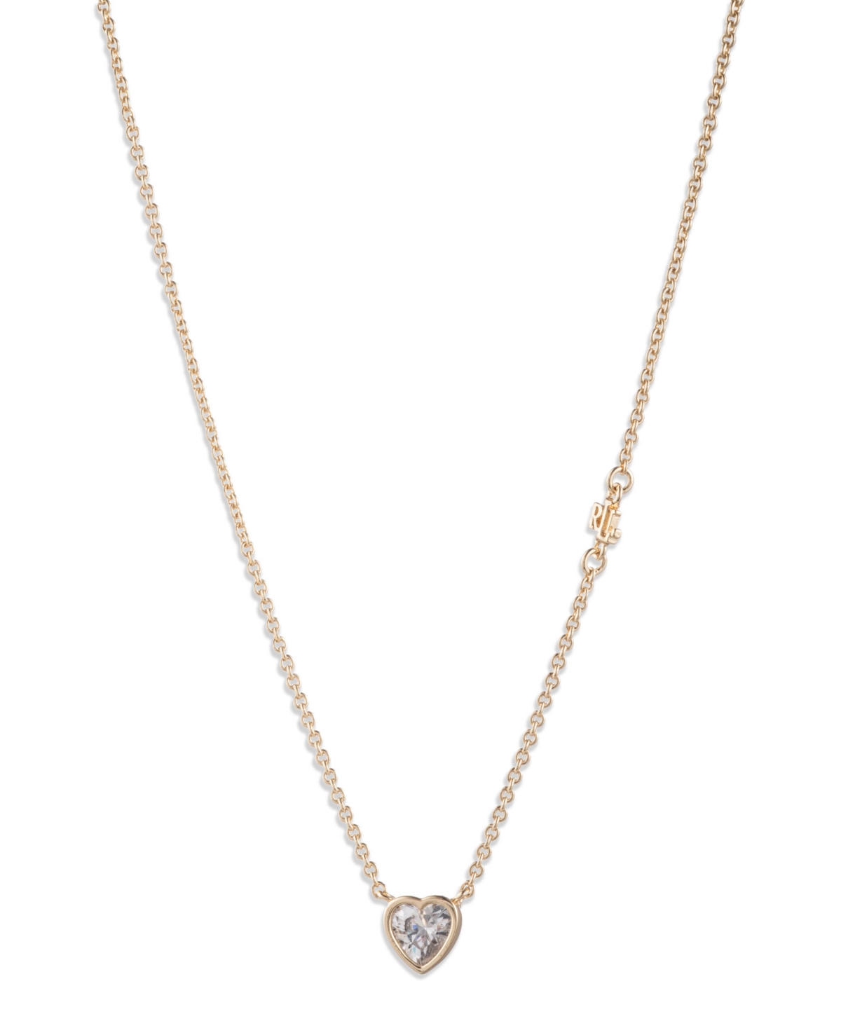 Ralph Lauren Cubic Zirconia Heart Pendant Necklace In Gold